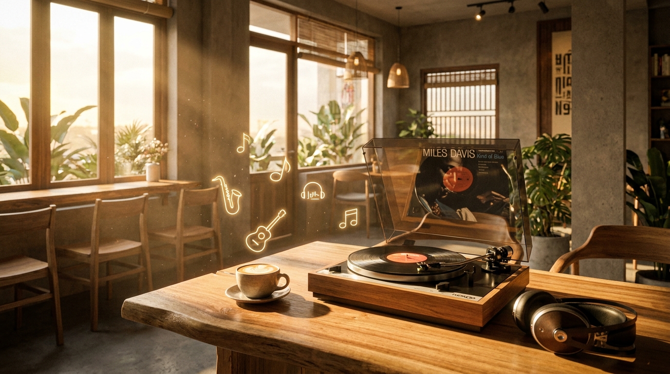 nhạc nền cho quán cà phê chọn jazz acoustic hay lofi để thu hút khách