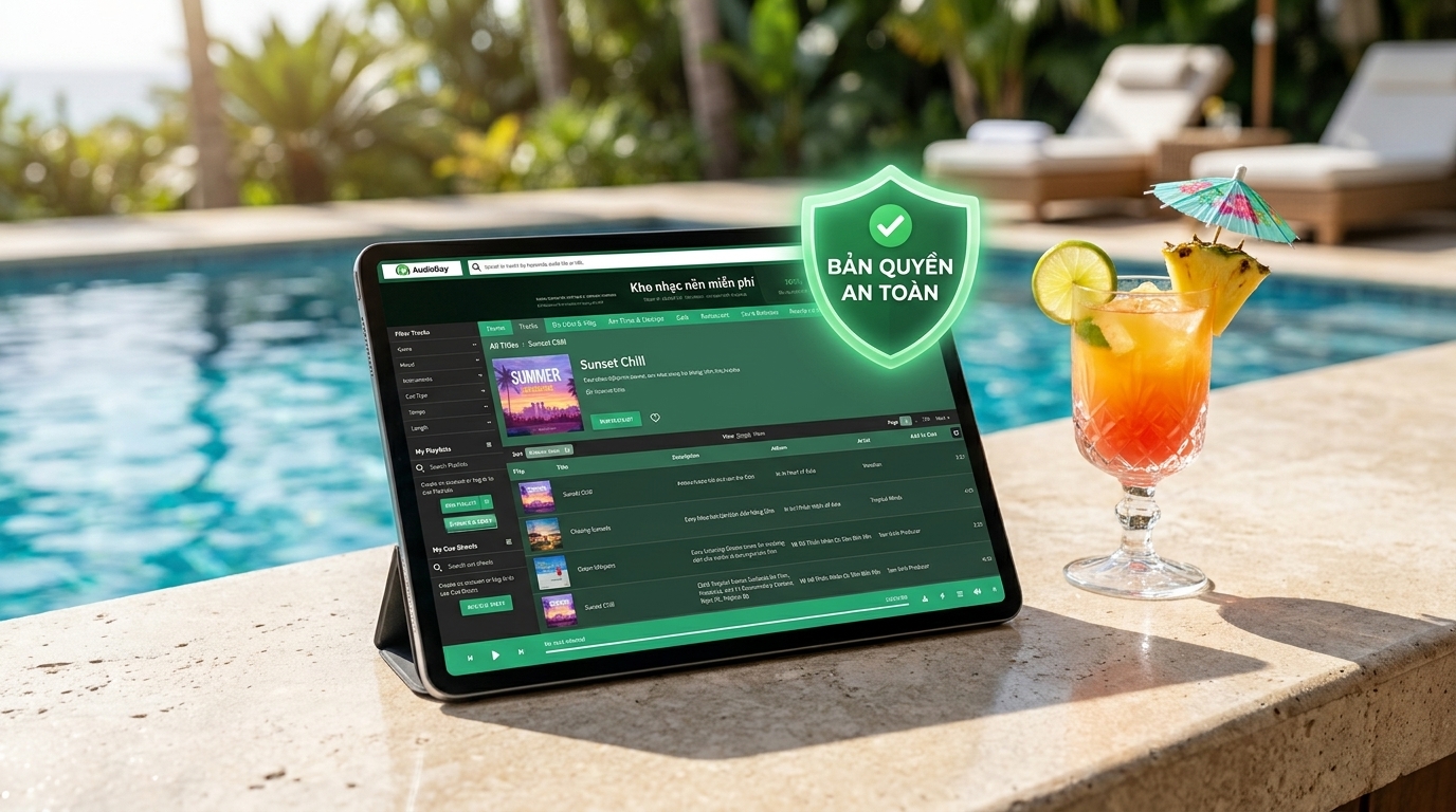 giải pháp nhạc nền rooftop bar bản quyền an toàn từ audiobay bảo vệ livestream