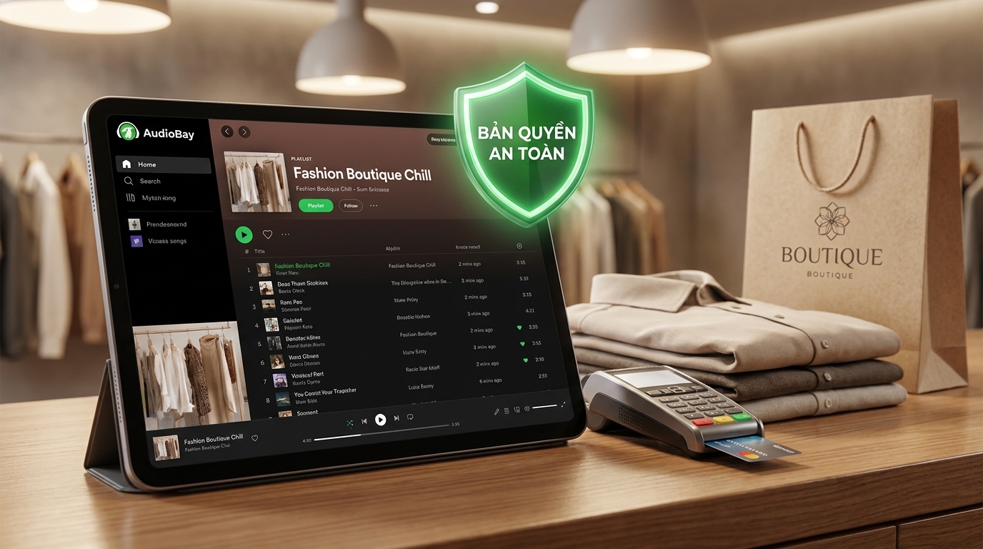 giải pháp nhạc nền bản quyền an toàn cho cửa hàng thời trang từ audiobay